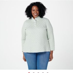Denim & Co Active quilted jersey henley long sleeve top